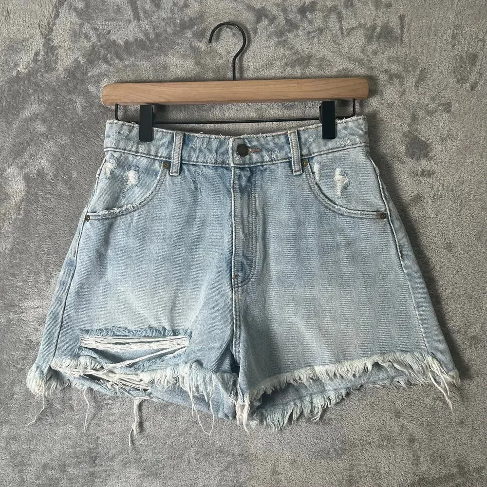 ROLLA'S Dusters High Rise Slim Shorts Layla Bleach Blue Size 27 New